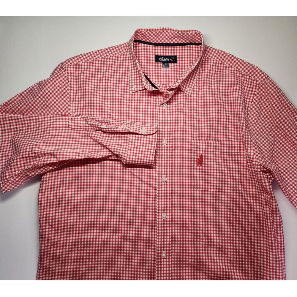 johnnie-O Mens Size Large Long Sleeve Button Down Red Check
